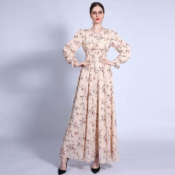 

ethnic clothing 2021 ramadan flower chiffon dress loose elastic waist slim muslim dubai abaya turkey robe women long donsignet, Red