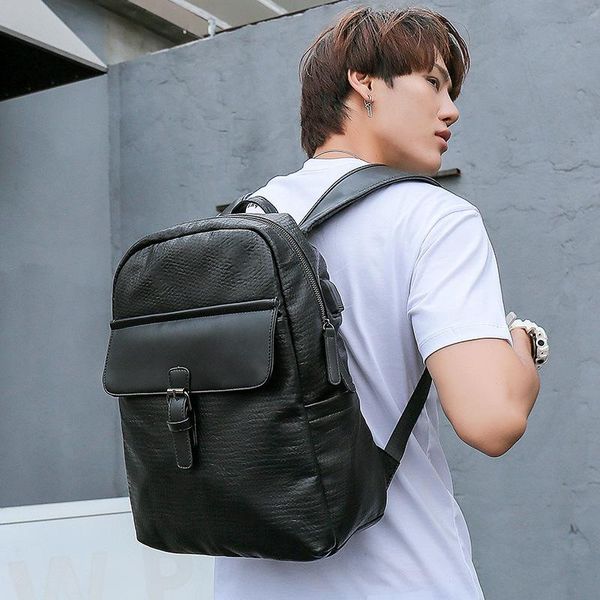 

backpack korean edition simple usb charged shoulder bag boys college style student's computer travel