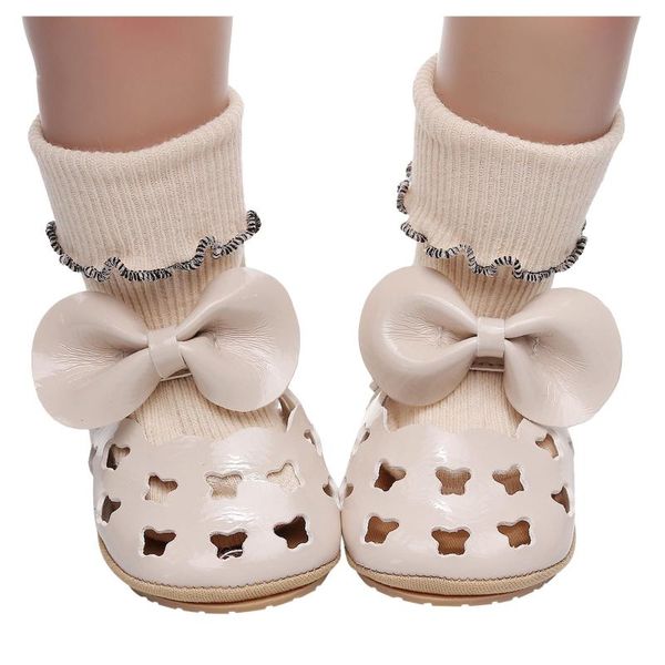 

3-12m summer sandals hollow out toddler kids baby girls clothes solid color cute first walk bow hook loop baby's casual shoes, Black;red