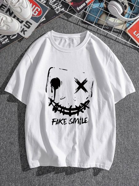 

men letter & expression print tee w66s#, White;black