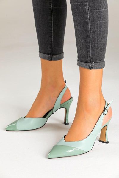

sandals women's green open back heels, Black