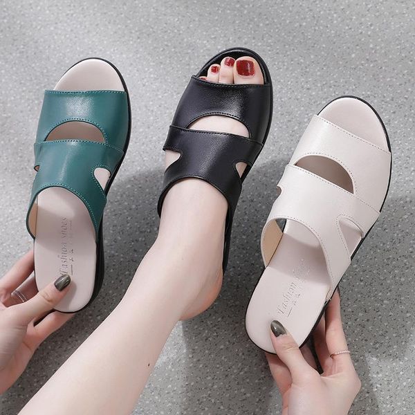 

slippers summer wear ladies sandals and slippers, mother sandals, thick-soled wedges, Black