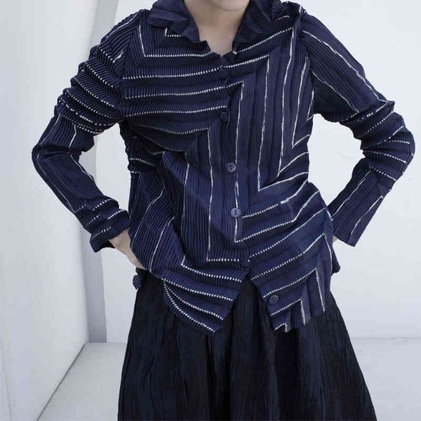 

women's jackets 2021 spring summer hand-pushed pleated silver powder coated diamond corner button shirt vintage clothes 6td1, Black;brown
