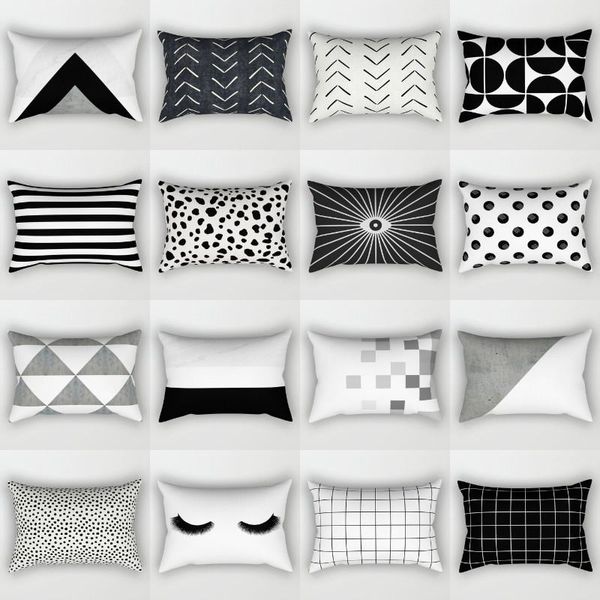

cushion/decorative pillow 30x50cm case bohemian geometric black&white polyester decorative rectangular pillows sleep throw cushion cover
