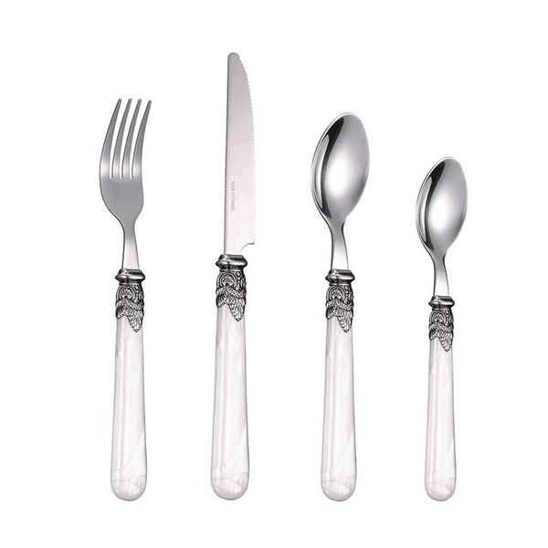 

flatware sets cathylin cutlery set 24-piece acrylic handle stainless steel silverware restaurant wedding pl0015