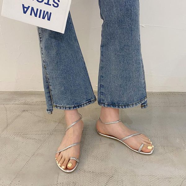 

shoes slippers flat rubber flip flops thin heels slipers women lady slides hawaiian 2021 girl soft scandals fabric rome casual p, Black