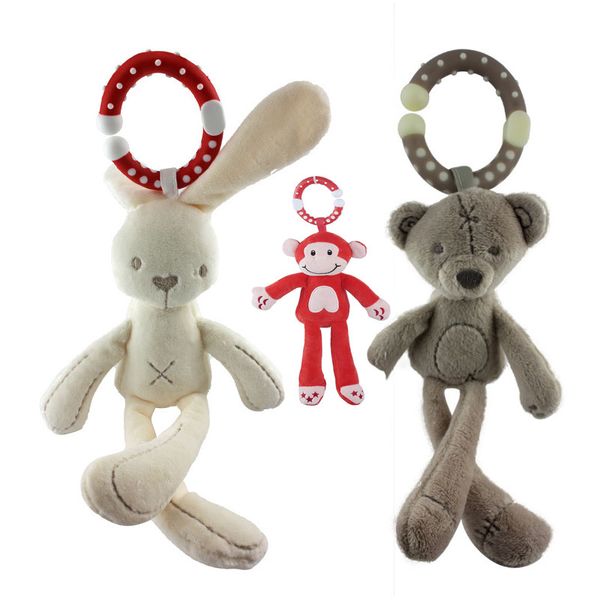 

cute baby crib stroller toy rabbit bunny bear soft plush infant doll mobile bed pram kid animal hanging ring ring color random
