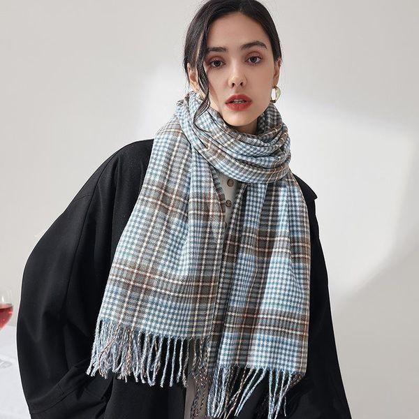 

neck ties 70*180cm autumn and winter tartan design scarf female british bagh bristled cashmere shawl dual-use thick couple, Blue;purple