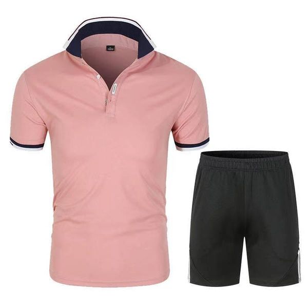 

latest men's casual suit fashion 2-piece sportswear stripe short sleeve t-shirt shorts sports tracksuits, Gray