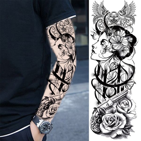 

black angel flowers in the world combination flower arm tattoo paste full waterproof