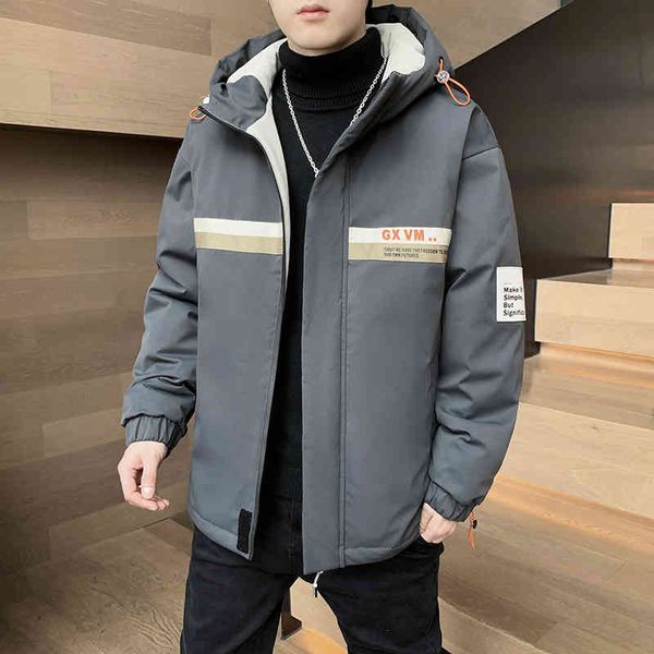 

2021 winter new super fire ins casual trend warm hooded men's loose cotton padded et, Black
