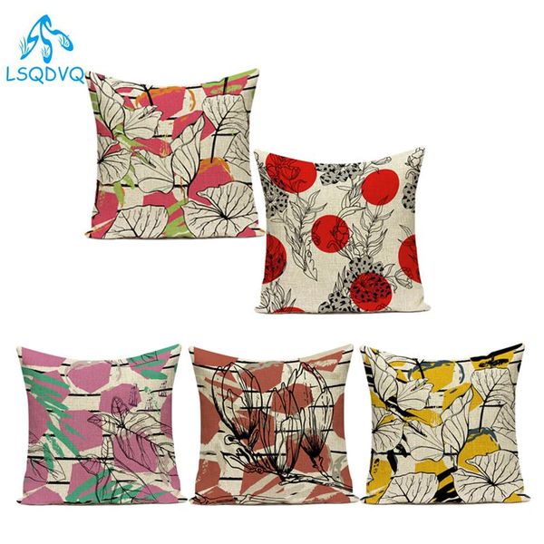 

cushion/decorative pillow decorative throw pillows case floral white red pink flower cotton linen cushion cover for sofa home living room de