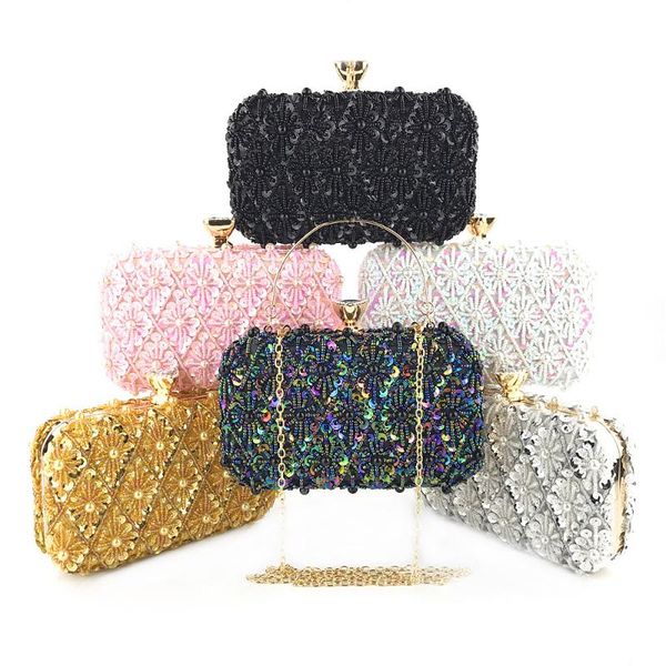 

trendy luxury clutches designer with pearl beaded shoulder bags women rectangle evening elegant ladies handbags purse