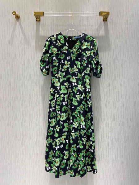 

dress 2021 summer floral luxury design midi elegant style, Black;gray