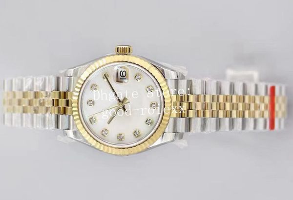 

31mm mother of pearl ladies watches yellow gold women's automatic cal.2688 movement eta watch jubilee bracelet diamond ewf ladys date 2, Slivery;golden