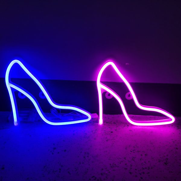 

neon sign lights decoration led high-heel shoe design blue warm white red pink 4colors options with hanger