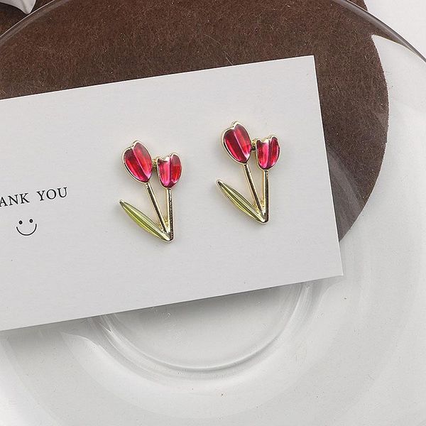 

stud flowers earring women tulip woman earrings pendant ladies fashion jewelry lady elegant gold color trendy metal pendientes, Golden;silver