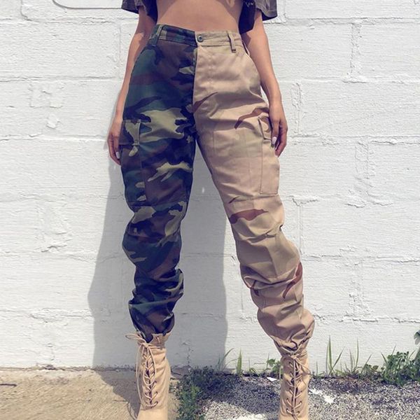 

women's pants & capris woman camouflage patchwork baggy sweatpants high waist cargo loose joggers streetwear trousers 2021 fashion, Black;white