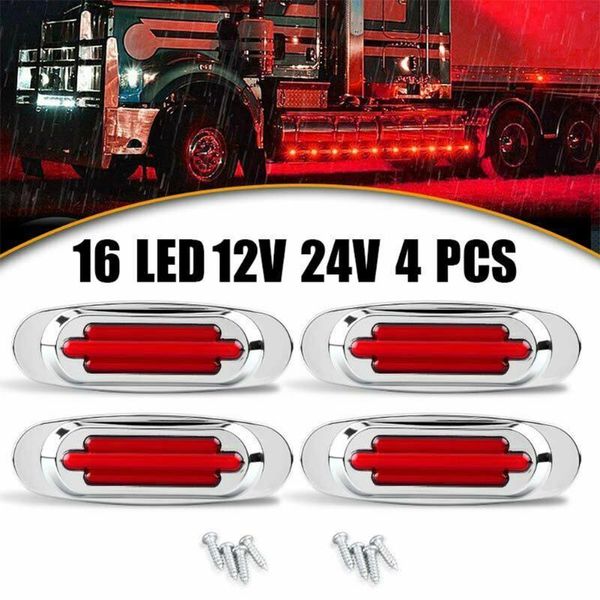

emergency lights 4pcs 12v 16 led side marker car external signal indicator lamps warning tail light with screws truck rv trailer