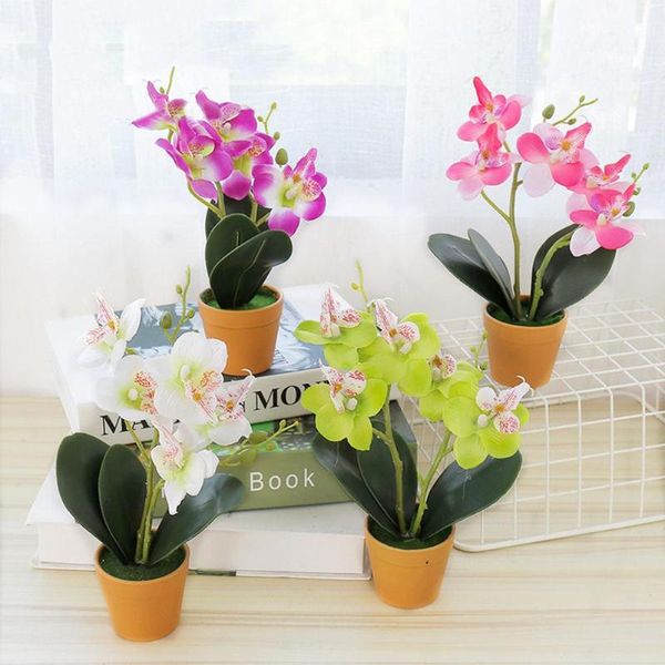 

artificial flower butterfly orchid pot bonsai garden home wedding party decor decorative flowers & wreaths