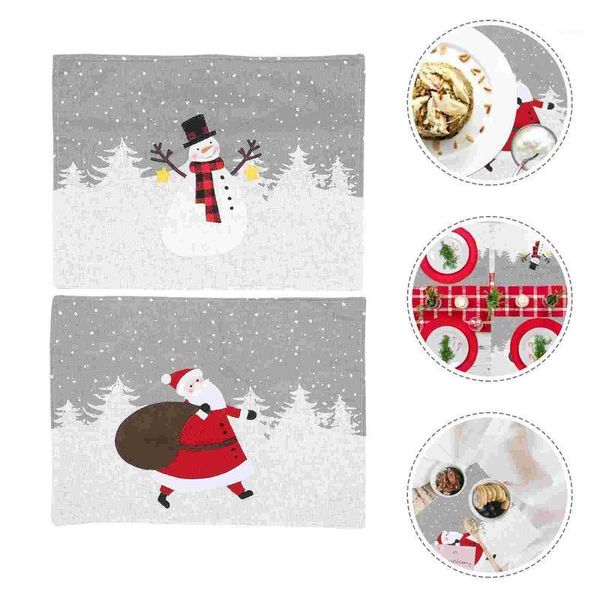 Mats Pads 2 Pcs Christmas Tabletop Mat Household Delicate Placemat Exquisit