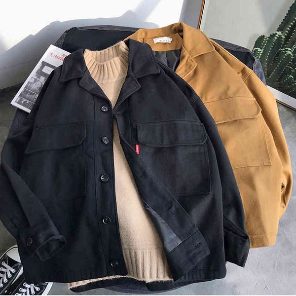 

men's jackets spring jacket male cargo oversized casual single breasted turn-down collar outwear harajuku cigi, Black;brown