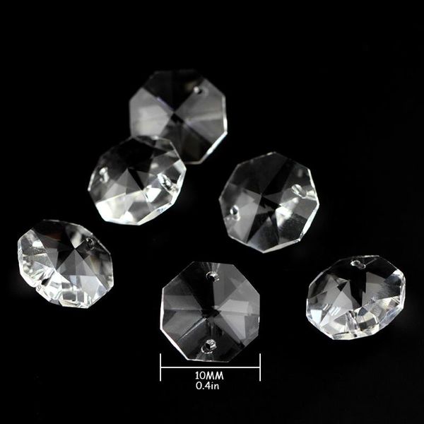 

wholesales 10mm~22mm clear crystal octagon prism 2 holes for chandelier parts diy beads curtain accessories home decoration