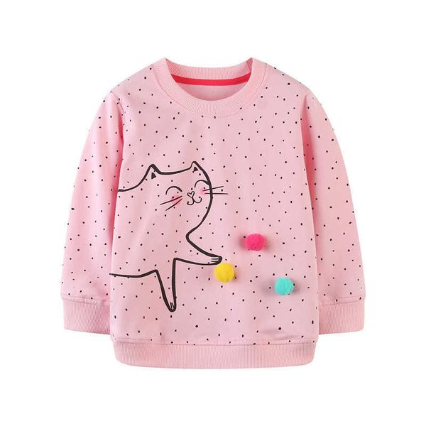 Metri di salto Autunno Inverno Ragazze Polka Dot Felpe Moda Carino Bambini Costume in cotone Maglione a maniche lunghe Top 210529