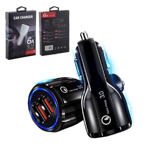 Dual Portes Ports Car Chargers 2.4A Adattatore di alimentazione per auto per auto a LED LED REALE per iPhone 11 12 13 Pro Max Samsung HTC TELEFONO INDROID