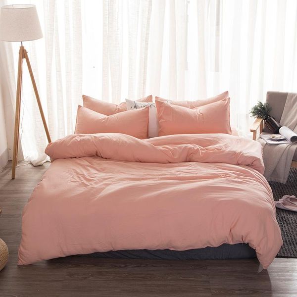 

pure color pink duvet cover 200x220 extra large quilt plaid sheet single double nordic bed bedding sets
