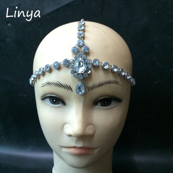 

hair clips & barrettes hc-103 head chain diamante band jewelry wedding bridal birthday boho, Golden;silver