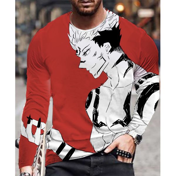 

jujutsu kaisen comfortable pattern men's 3d printing t-shirt visual impact party round neck long sleeve designer plus size printing dai, White;black