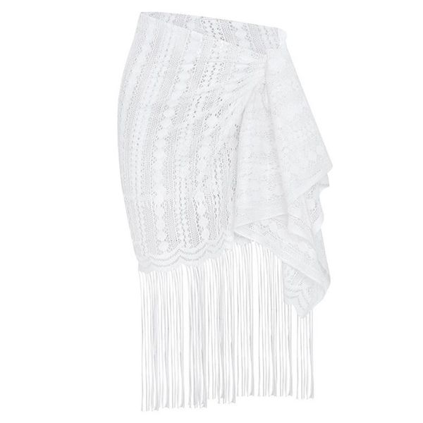 

women's beach blouse lace fringe veil seaside vacation sunscreen clothes  swimwear, White;black