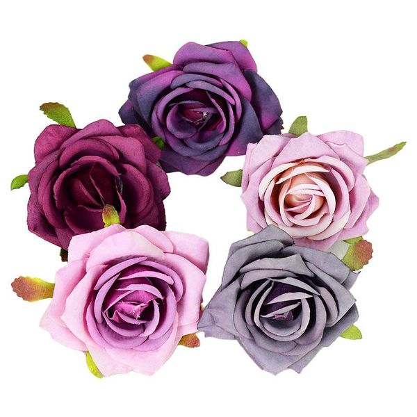 

7cm rose flower head pink white decorative artificial flowers for wedding decoration floral wall salon party supplies home decor & wreaths