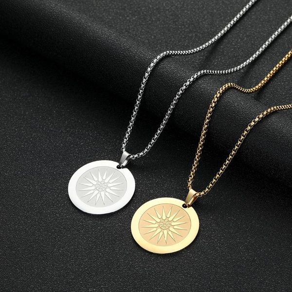 

pendant necklaces chengxun minimalist star necklace gold for men women stainless steel engraved charm box chain gift, Silver