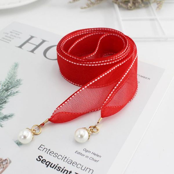 

belts fashion apparel accessories pendant pearl belt lace bow knotted black white ribbon waist strap waistband girdle women dress, Black;brown