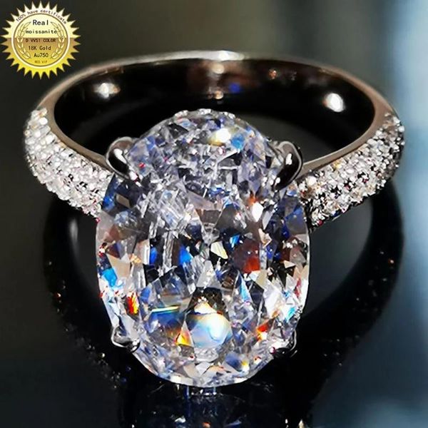 

cluster rings 10k au417 white gold women wedding party engagement ring 1 2 3 4 5 oval moissanite diamond classic trendy elegant, Golden;silver