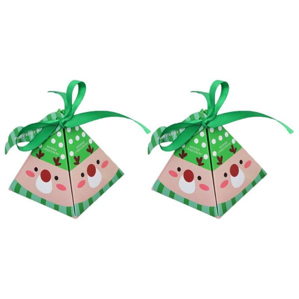 

christmas candy packaging boxes decorative gift paper container party supplies (20pcs green elk, 50pcs stripe hangta wrap
