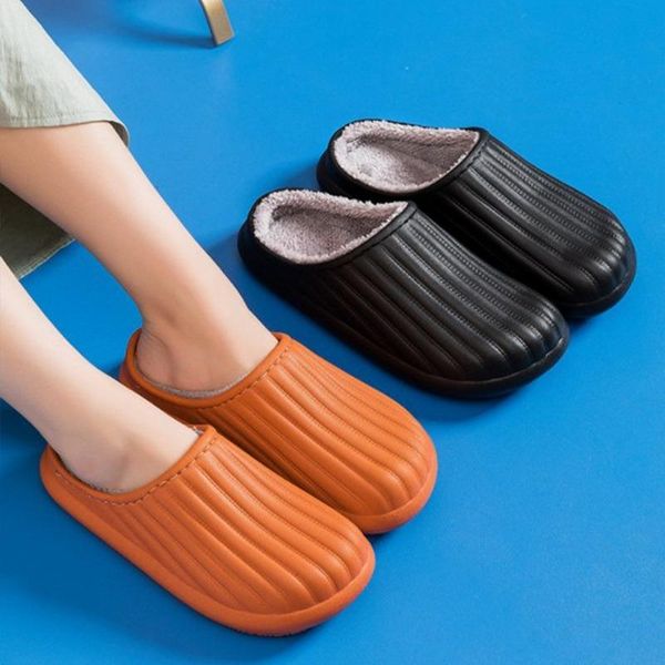 

slippers home man winter orthopedic cloud slipper plush women non slip bedroom fur couple soft indoor shoes, Black