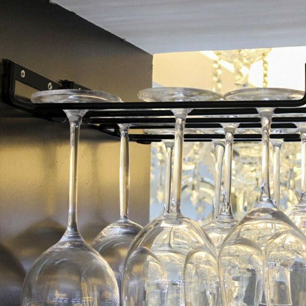 

kitchen storage & organization 2pcs wine cup holder iron glass rack hanging bar shelf accessories container