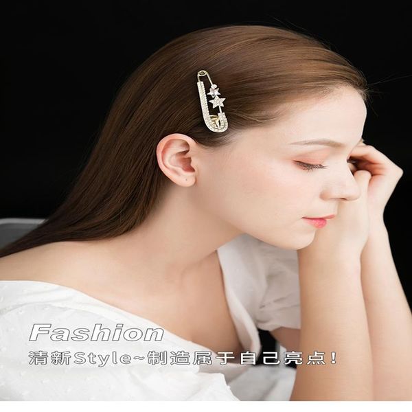 

hair accessories stars imitation crystal hairpin rhinestone edge clip girls duck mouth bangs headwear, Slivery;white