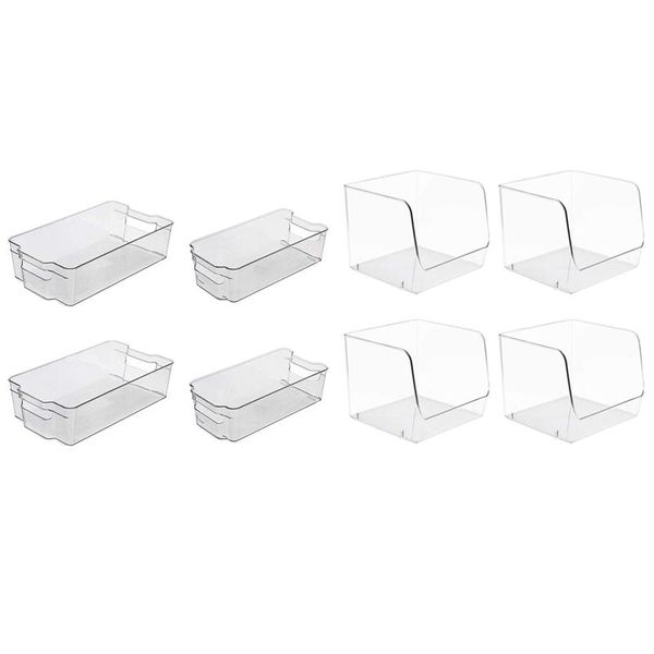 

storage bottles & jars 8 pcs clear pantry organizer bins household plastic basket, 4 a b