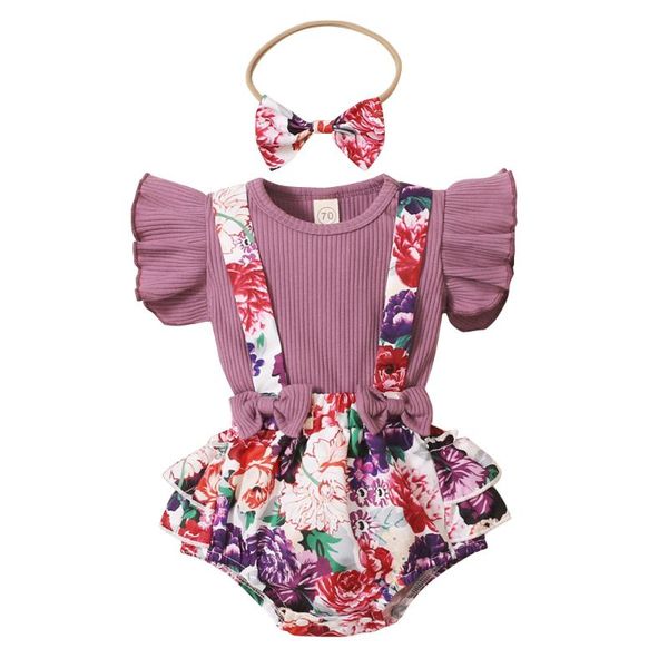 

clothing sets 3pcs born baby girls ruffled short sleeve shorts overall headband summer outfits infant fashion 2021 d30, White