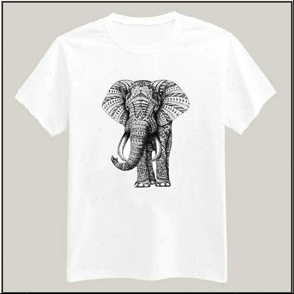 

ornate women elephant printed tshirt for men cotton casual shirt white tees big size s xxxl drop ship