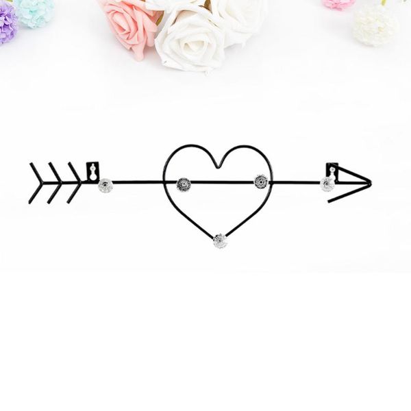 

1pc iron art wall hook hanger door entrance coat hat key hangers for home (single heart arrow black with nail) hooks & rails