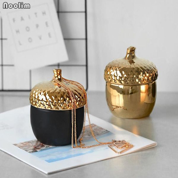 

storage bottles & jars noolim nordic pine cone hazelnut tank minimalist european luxury golden ceramic food jewelry bottle ornaments