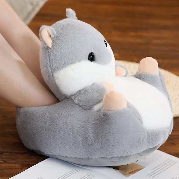 

one piece big size us 10 cartoon dog funny shoes girls lovely indoor slippers ladies home plush warm women, Black