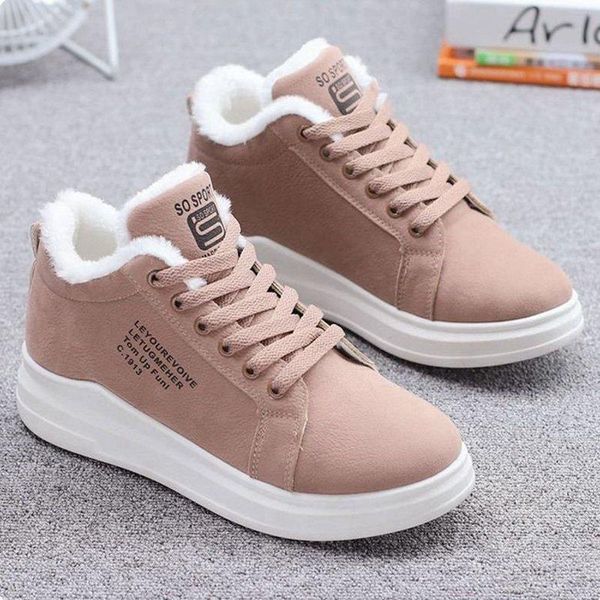 

boots 2021 women's shoes winter women warm fur plush lady casual lace up fashion sneakers zapatillas mujer platform, Black
