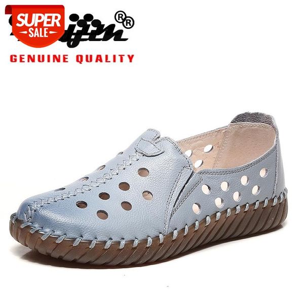

fujin 2021 genuine leather flats summer women platform sneakers creepers cutouts slip on flats moccasins shoes loafers #vr9p