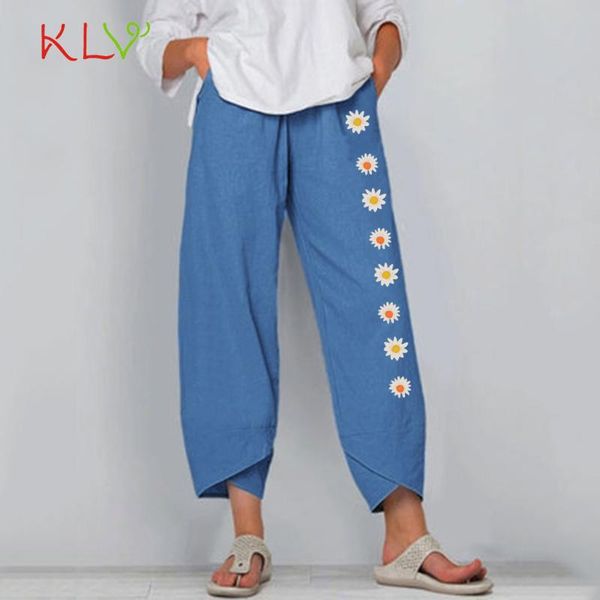 

women's pants & capris long wide leg women daisy print casual loose high waist trouser comfy home beach party ladies pant summer clothe, Black;white